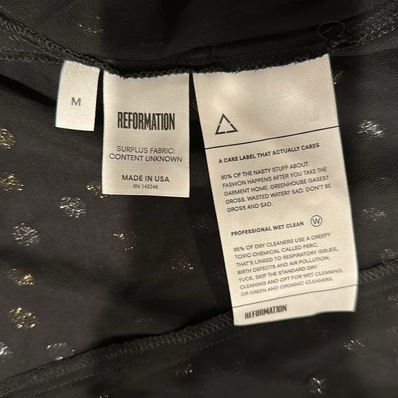 Reformation Womens Wrap Blouse Polka Dot Sheer Long Sleeve V-Neck Top Black Med - Picture 9 of 10